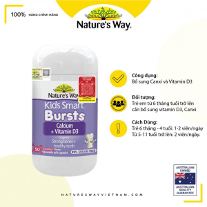 Ho-tro-phat-trien-chieu-cao-Nature’s Way Kids Smart Bursts Calcium + Vitamin D3